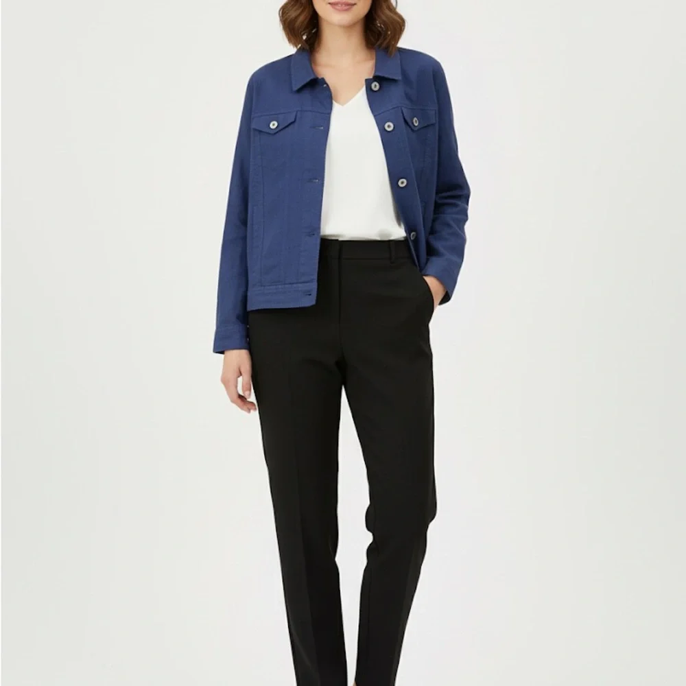 Coldwater Creek Deep Blue linen Jacket - Picture 3 of 6